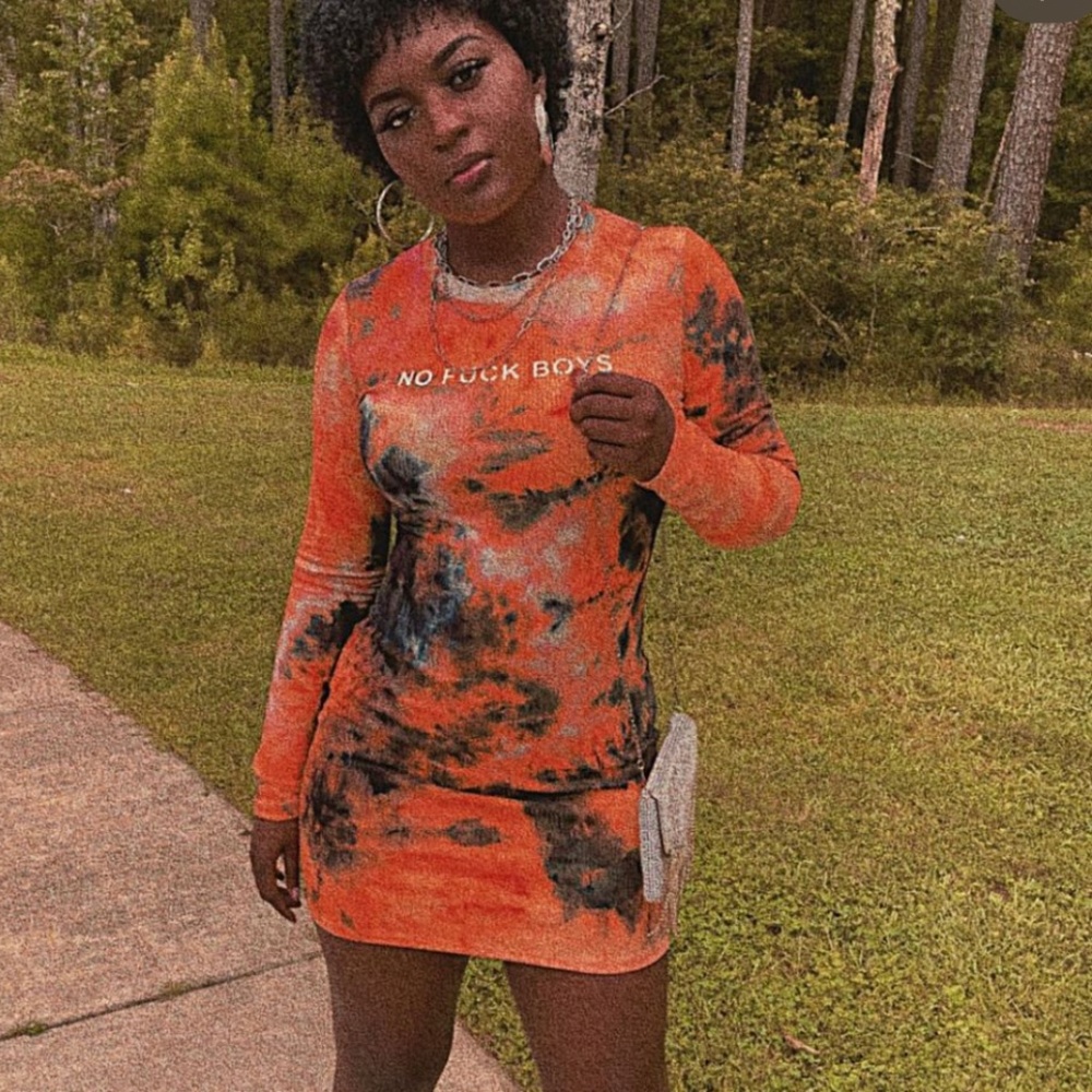 tie dye long sleeve dress